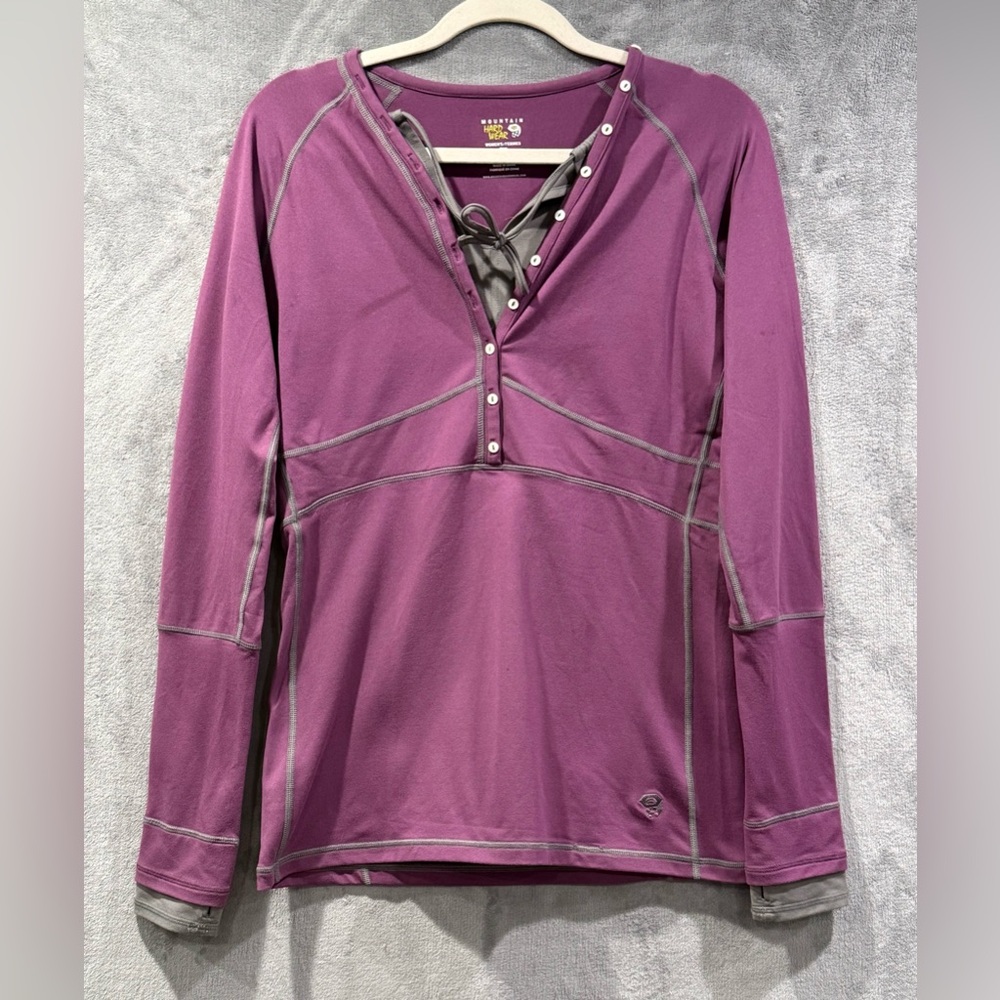 Mountain Hardwear Henley Pullover Womens Button Up Shirt Purple Size Large